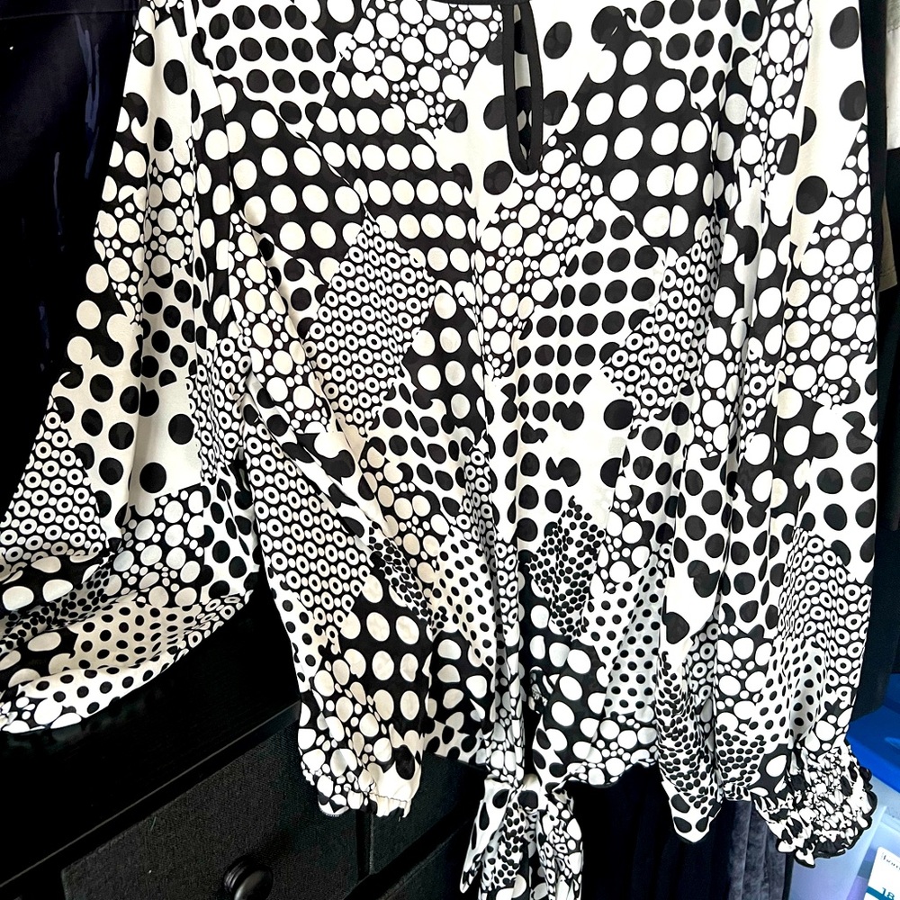 Plus Size 22/24 Long sleeve black and white blouse